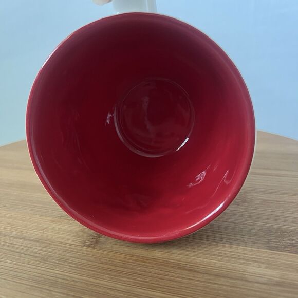 Starbucks 2008 White Holiday Mug Red Berries Embossed Doves Reindeer Trees 12oz - Picture 4 of 6